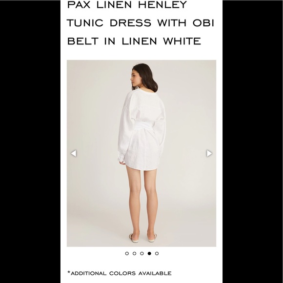 2022 spring Marissa Webb pax linen henley tunic Dress with obi belt in linen - Picture 3 of 14